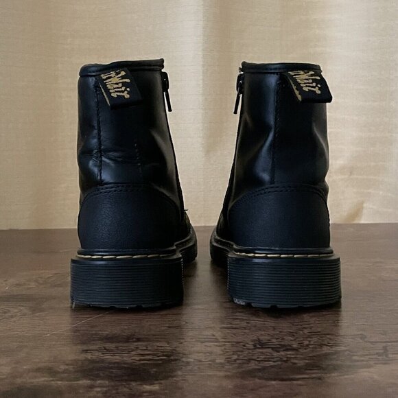 Dr Martens Womens 1460 Boots Sz US 5 UK 3 Black Overlay Leather Combat Punk Zip - Picture 5 of 7